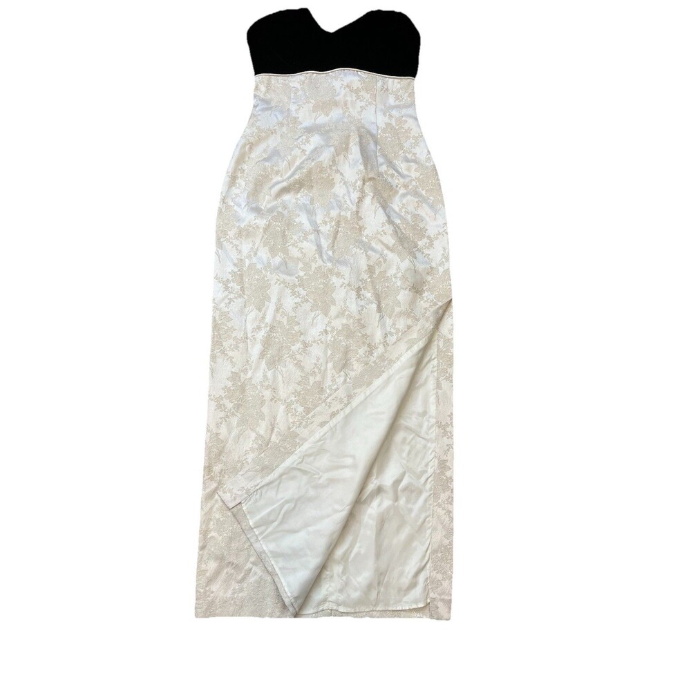 Vtg 80s Jessica McClintock Gunne Sax Evening Gown Cream Brocade Velvet Top 7-8 - Picture 5 of 15